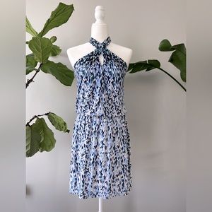 White House Black Market Blue Halter Top Dress Size Small